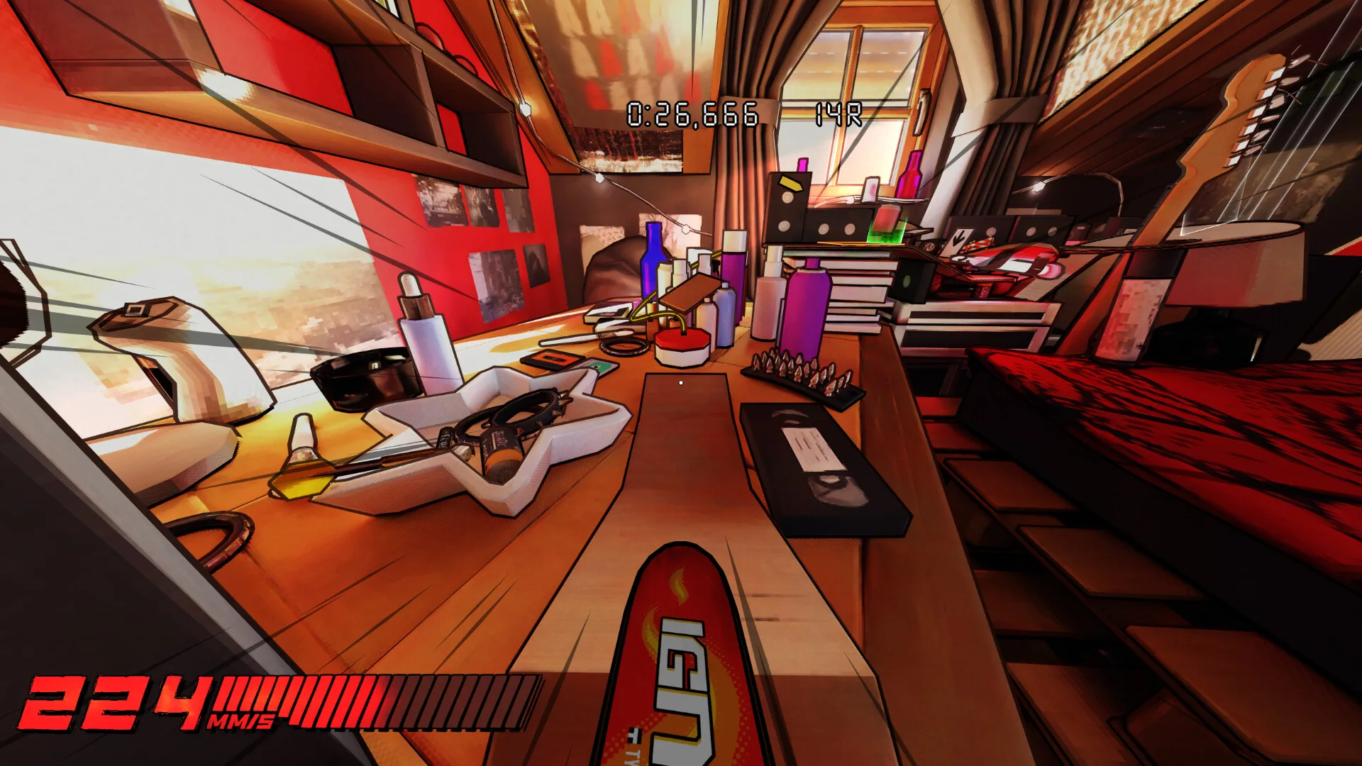 Una scena di gioco di Stuntboost, il platform in prima persona sugli skateboard da dita