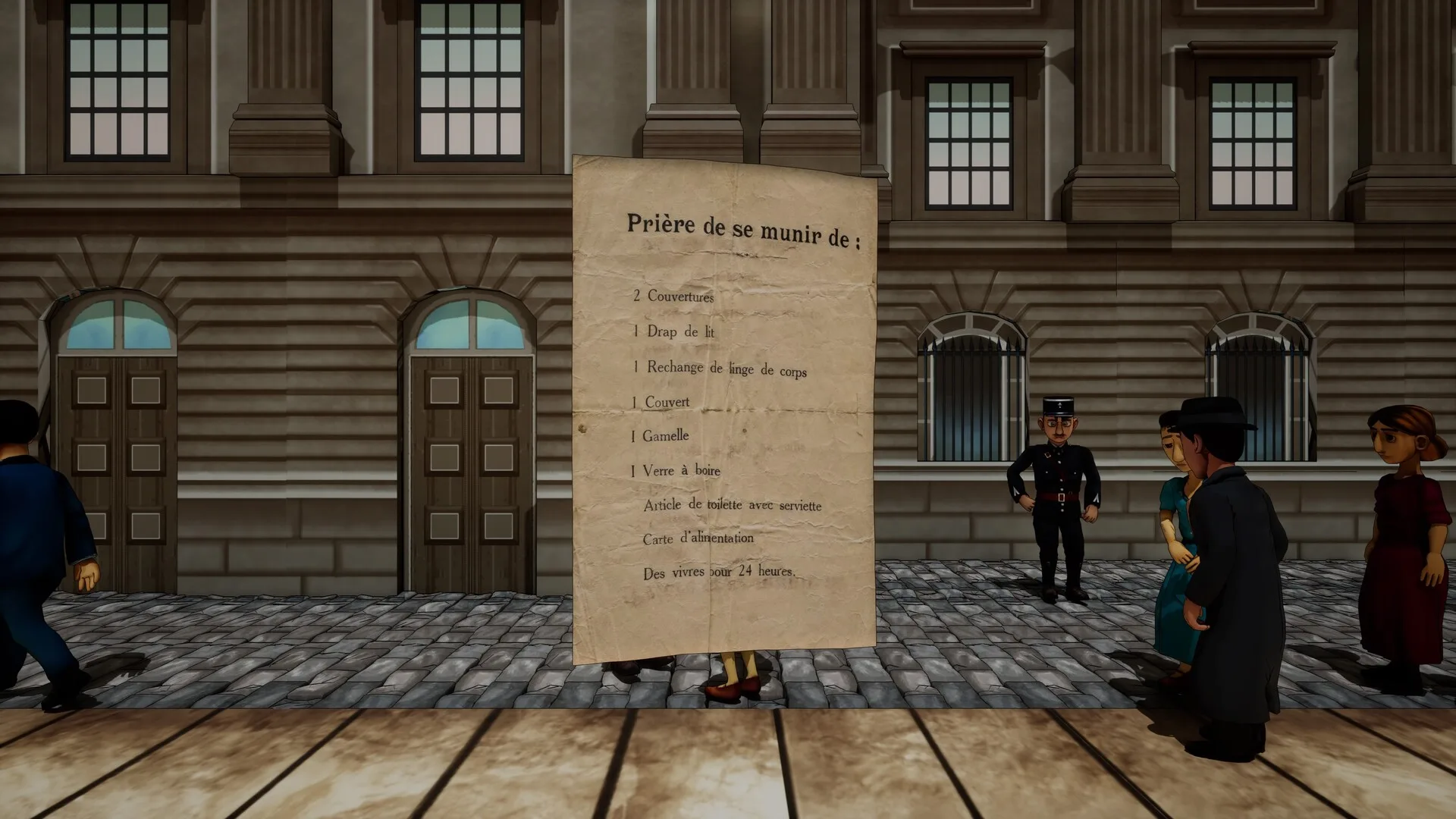 Una scena di The Light in the Darkness, il gioco narrativo di Luc Bernard su una famiglia ebrea nella Francia occupata