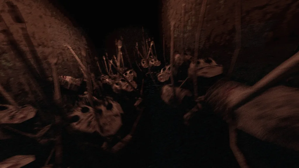 Un tunnel sotterraneo illuminato a stento in THE WELL IS NOT EMPTY, l'horror in stile PSX di tweakEra