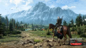 Una scena di gioco di The Witcher 3: Wild Hunt, che riceve oggi l'aggiornamento Remastered