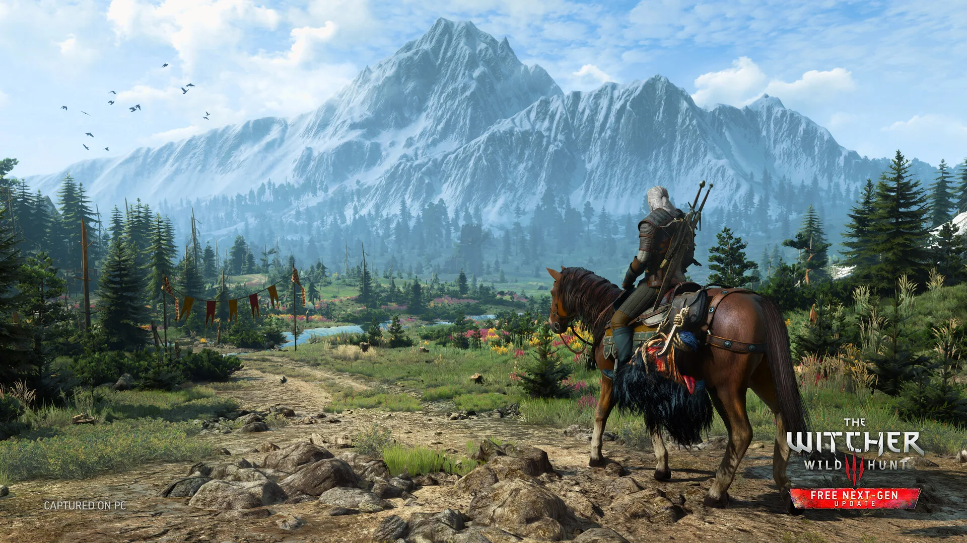 Una scena di gioco di The Witcher 3: Wild Hunt, che riceve oggi l'aggiornamento Remastered