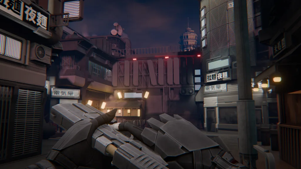 Uno scorcio del quartiere murato di Neo-Tokyo in Tokyo Walled City, l'immersive sim cyberpunk di Grim Ronin