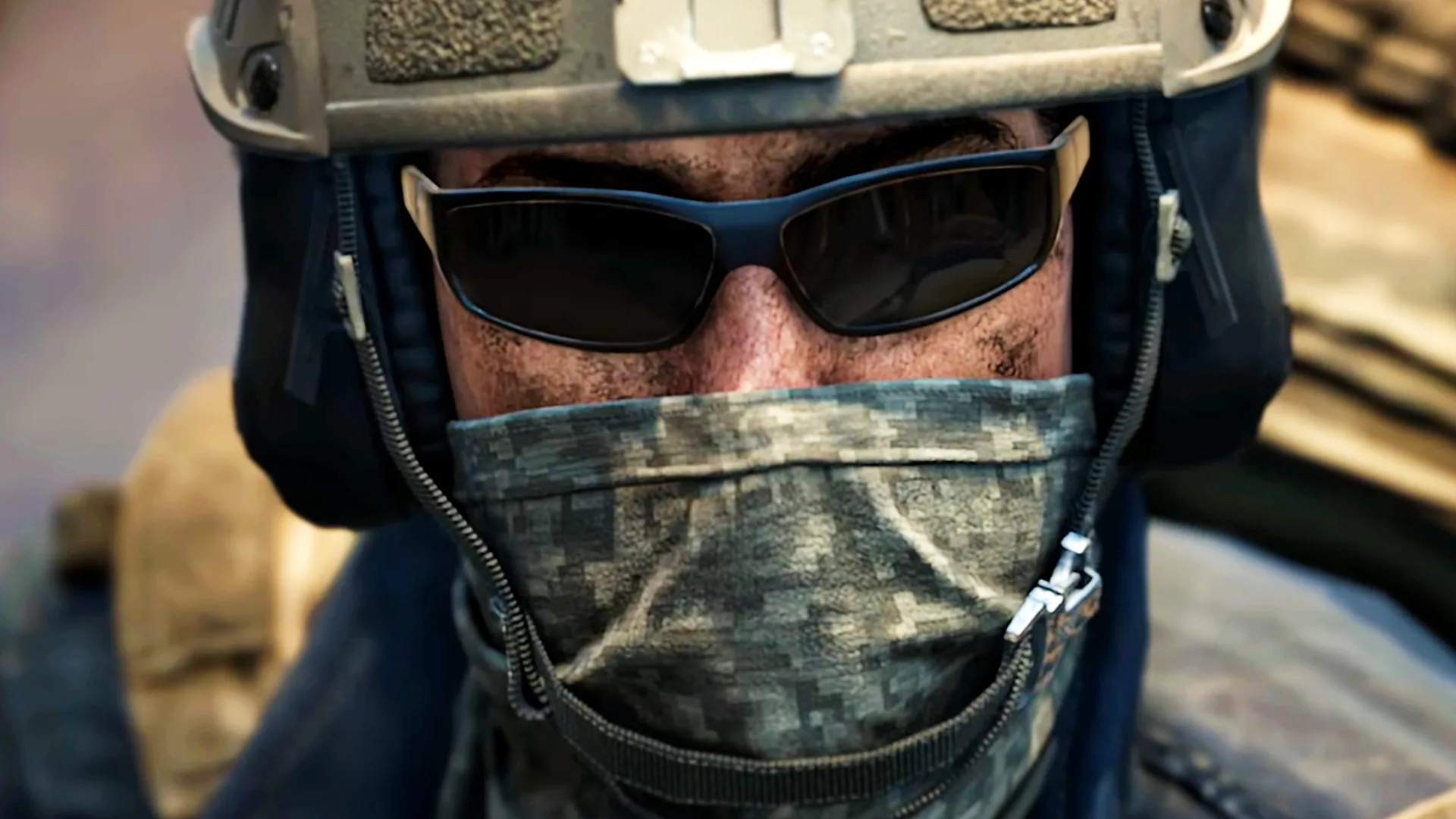 Wardogs Season 1 patch notes include a rebalancing to ensure the top players "need to grind" for the best items - A soldier wearing camo and sunglasses.