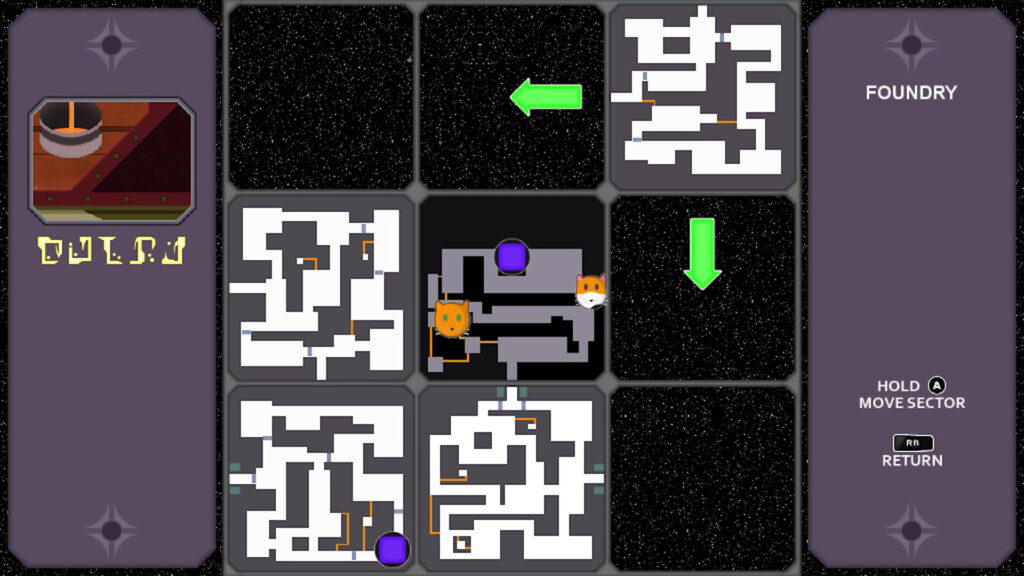 Nel metroidvania senza combattimento A Simple Expurriment si gioca una gatta che recupera i cuccioli su un’astronave aliena