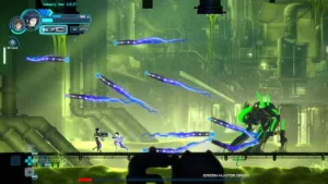 Una scena di combattimento di Angel Guardian sulla stazione spaziale Alterra