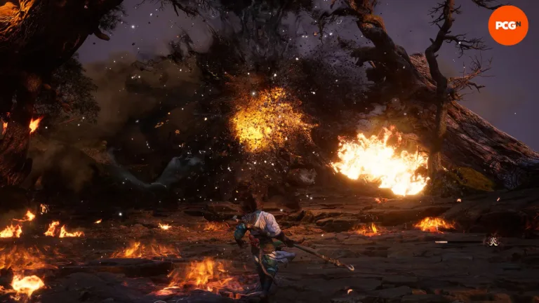 black myth wukong black bear guai fight cloud mist