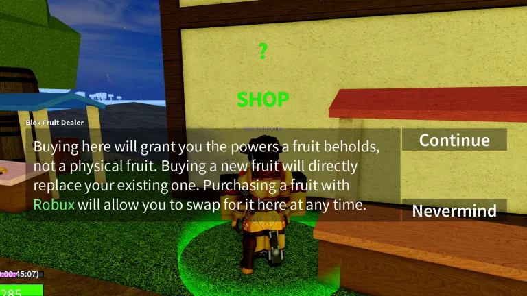 blox-fruits-stock-dealer-dialogue Il commerciante di Blox Fruits che spiega come l'acquisto di un frutto sostituisce l'ultimo.