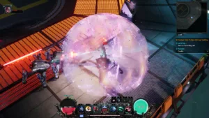 Un combattimento al neon nel mondo cyberpunk di Carbon, l'action RPG di Hardwired Studios