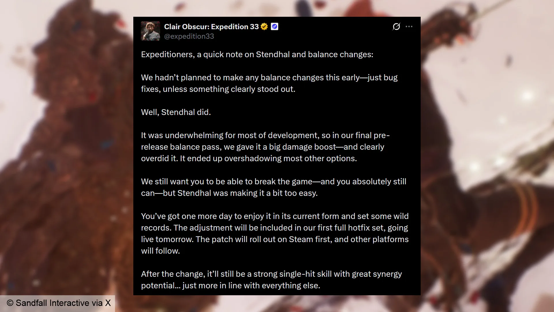 clair-obscur-expedition-33-stendhal-nerf-maelle-build-best-damage-skill Nota da Sandfall Interactive, sviluppatore di Clair Obscur Expedition 33: