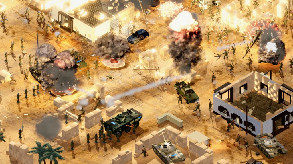 Nell'RTS isometrico Defilade i soldati scelgono il riparo da soli, si arrendono e sotto interrogatorio parlano 3 Scontro fra fanteria al riparo in Defilade, RTS isometrico sulla guerra moderna