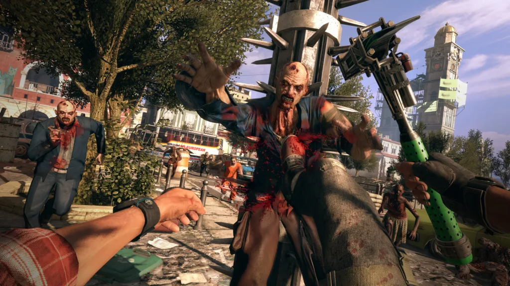 Screenshot di Dying Light, gioco di sopravvivenza in prima persona con zombi