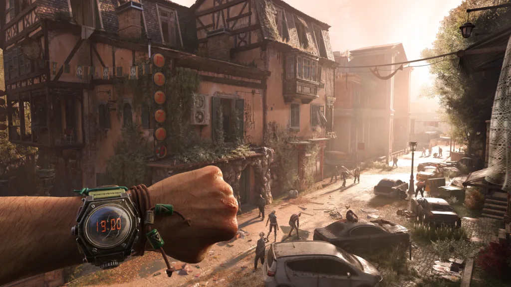 Kyle Crane affronta un infetto fra le case di Castor Woods in Dying Light: The Beast