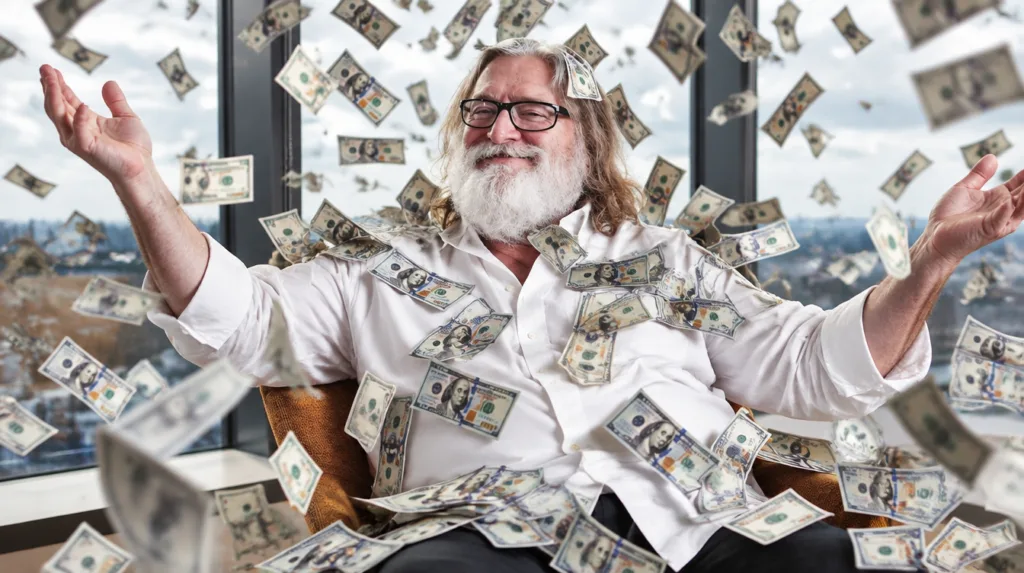 Steam ha incassato 1,7 miliardi a settembre, il mese migliore di sempre 3 gabe newell money 1024x573 jpeg
