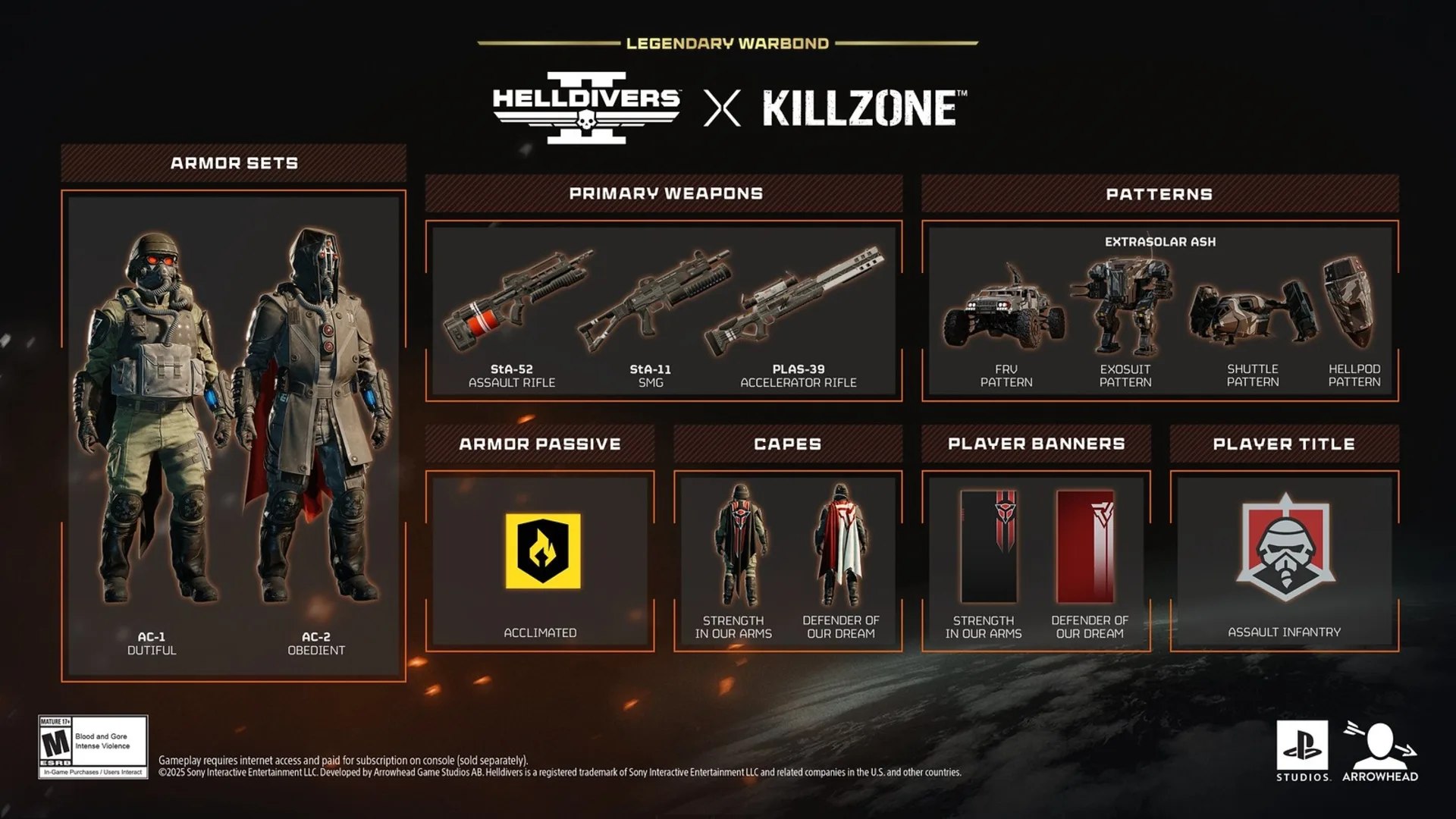 helldivers-2-killzone-warbond-returns Helldivers 2: a graphic showing items in the new Killzone Warbond