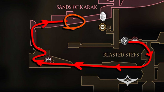 hollow-knight-silksong-sands-of-karak-pcgamesn-3 Il percorso per le Sabbie di Karak in Silksong.