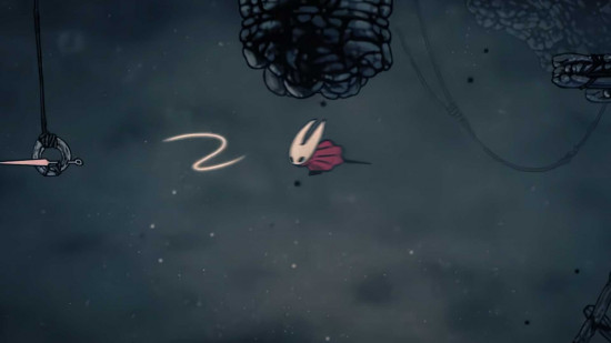 hollow-knight-silksong-sands-of-karak-pcgamesn-4 Hornet che usa la sua abilità di rampino in Silksong.