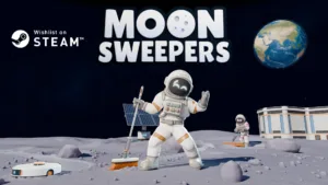 Un giocatore di Moon Sweepers ripulisce la superficie lunare dalla polvere