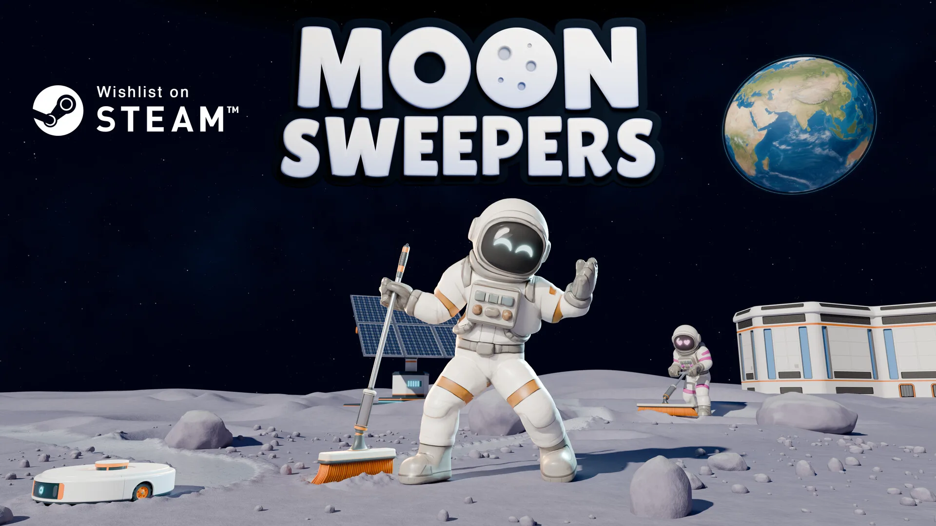 Un giocatore di Moon Sweepers ripulisce la superficie lunare dalla polvere
