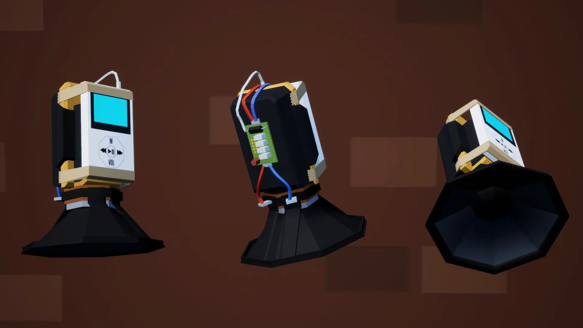 one-armed-robber-distraction-grenade One-Armed Robber - The new Distraction Grenades, iPods taped to a loudspeaker.