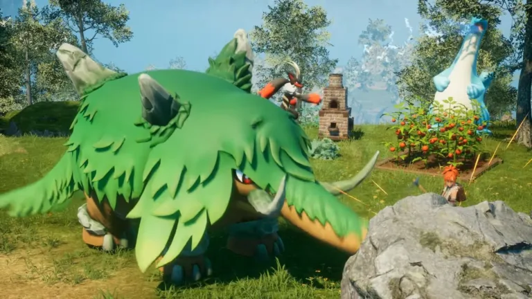 palworld-mammorest Palworld Mammorest is a large elephant creature with grassy back and rocky tusks
