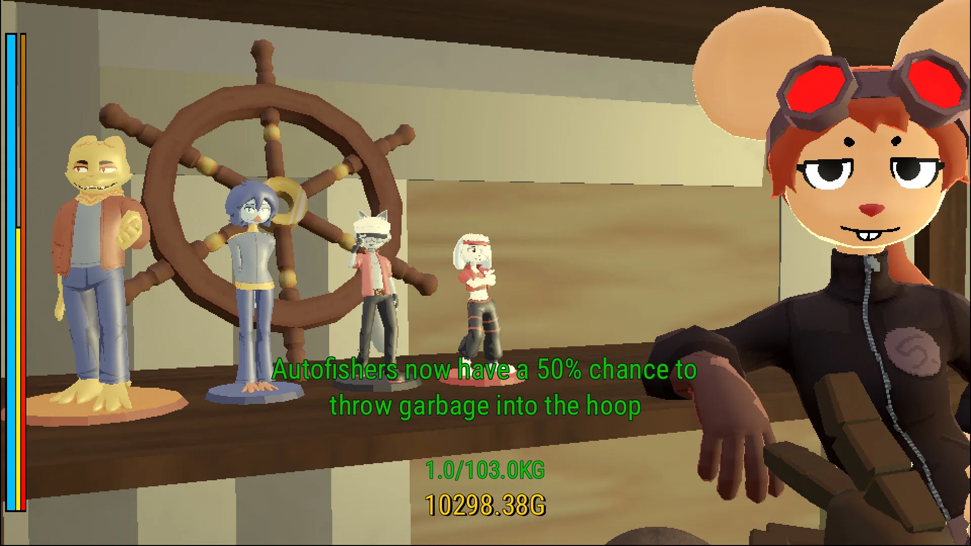 Schermata di Selkie's Salvage&Co., il gioco di pesca in prima persona su un pianeta allagato