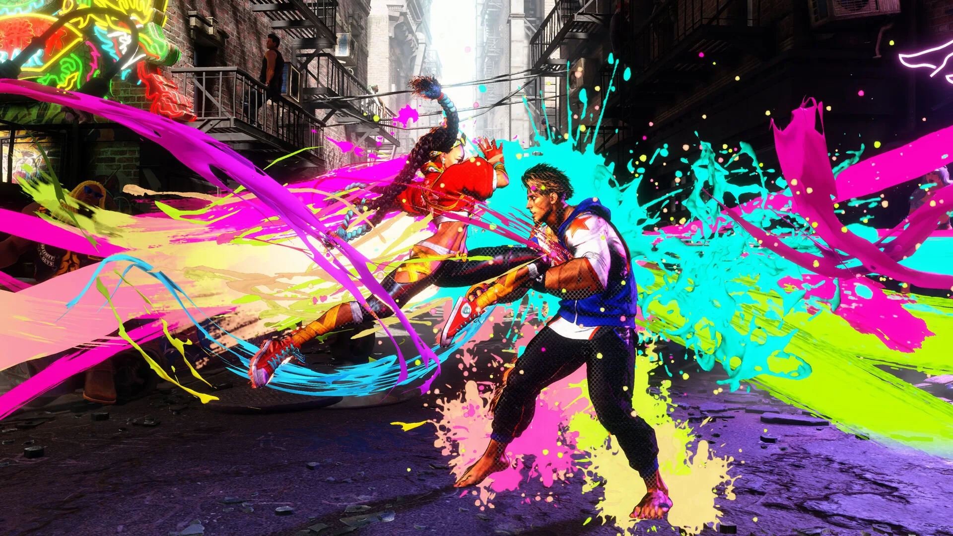 Due personaggi di Street Fighter 6 si affrontano in uno scontro