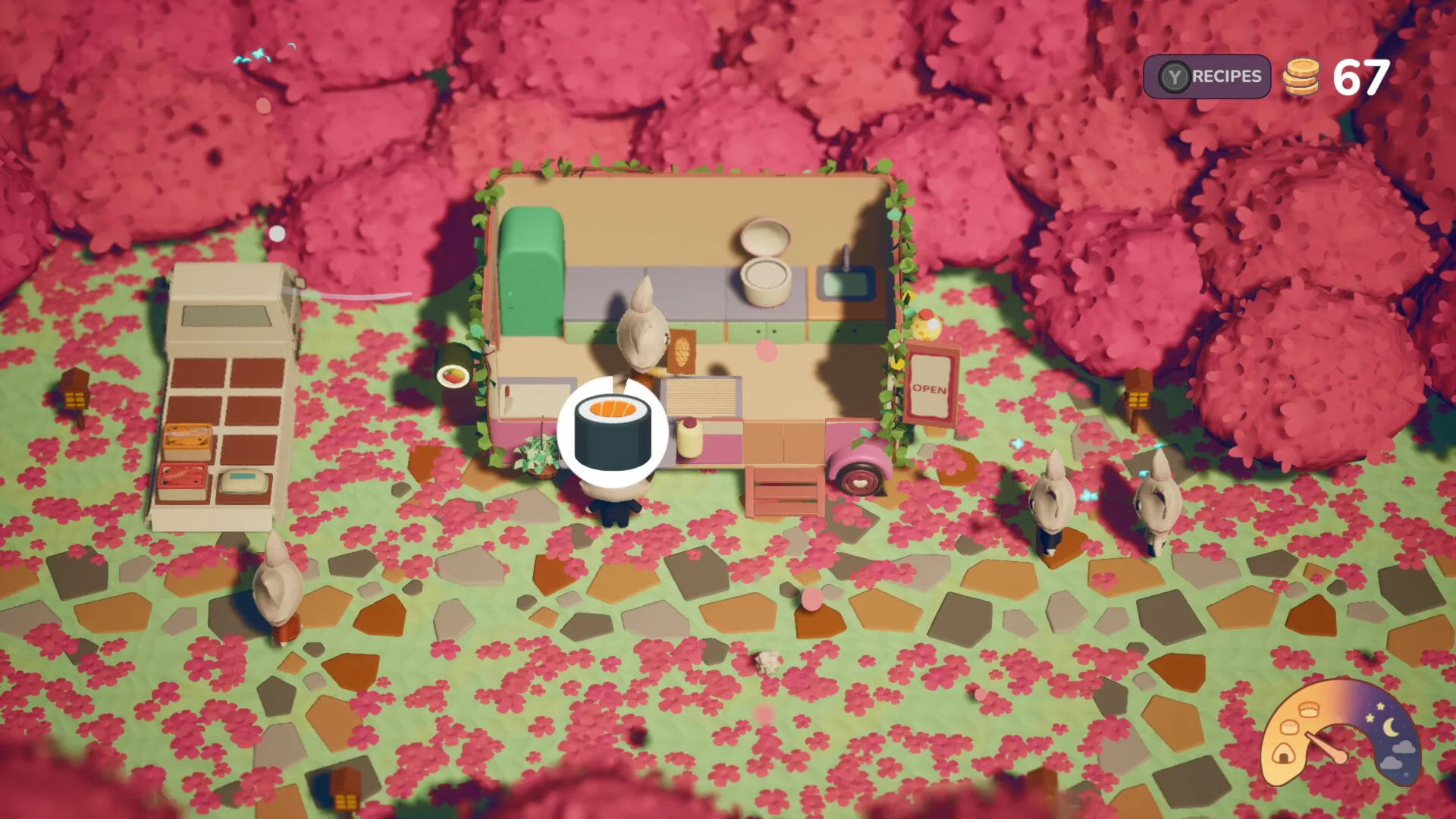 Il furgone del sushi aperto sui clienti in Sushi On Wheels, il gestionale di Greene Rapture