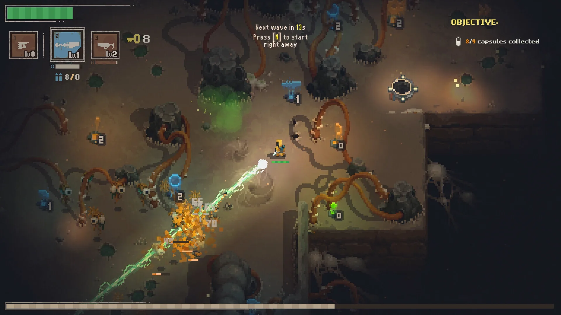 Una mappa costruita a tessere in Volatiles, il roguelike di Team Instant Defeat pubblicato da 11 bit studios