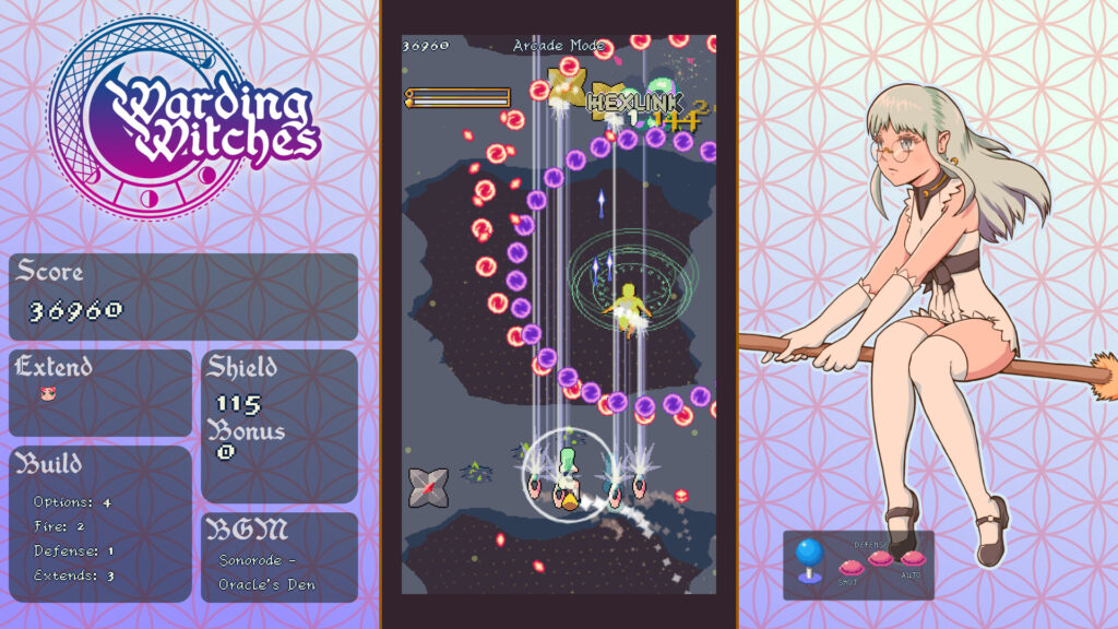 Il bullet hell Warding Witches sostituisce le bombe con gli scudi e con la patch 1.051 aggiunge la Practice Mode