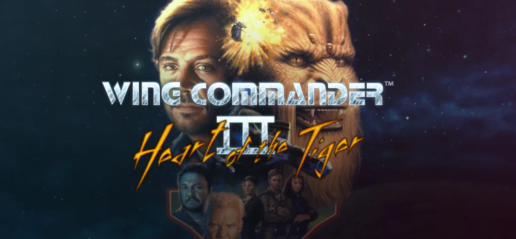 Un caccia stellare in volo nell'illustrazione di Wing Commander 3: Heart of the Tiger