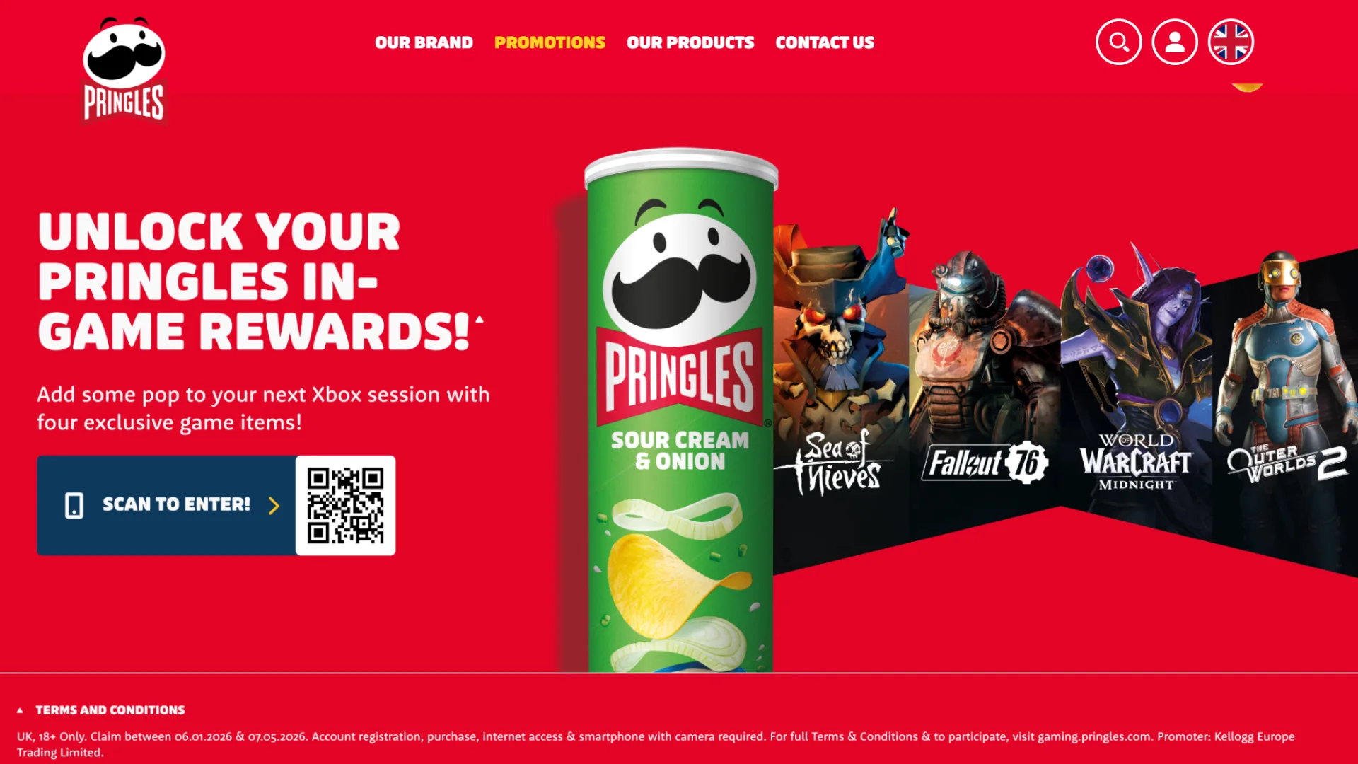 world-of-warcraft-wow-midnight-free-pringles-rewards-crimson-bow-tie-fallout-76-the-outer-worlds-2-sea-of-thieves An image of the Pringles Xbox promotion, featuring rewards for World of Warcraft, The Outer Worlds 2, Sea of Thieves, and Fallout 76