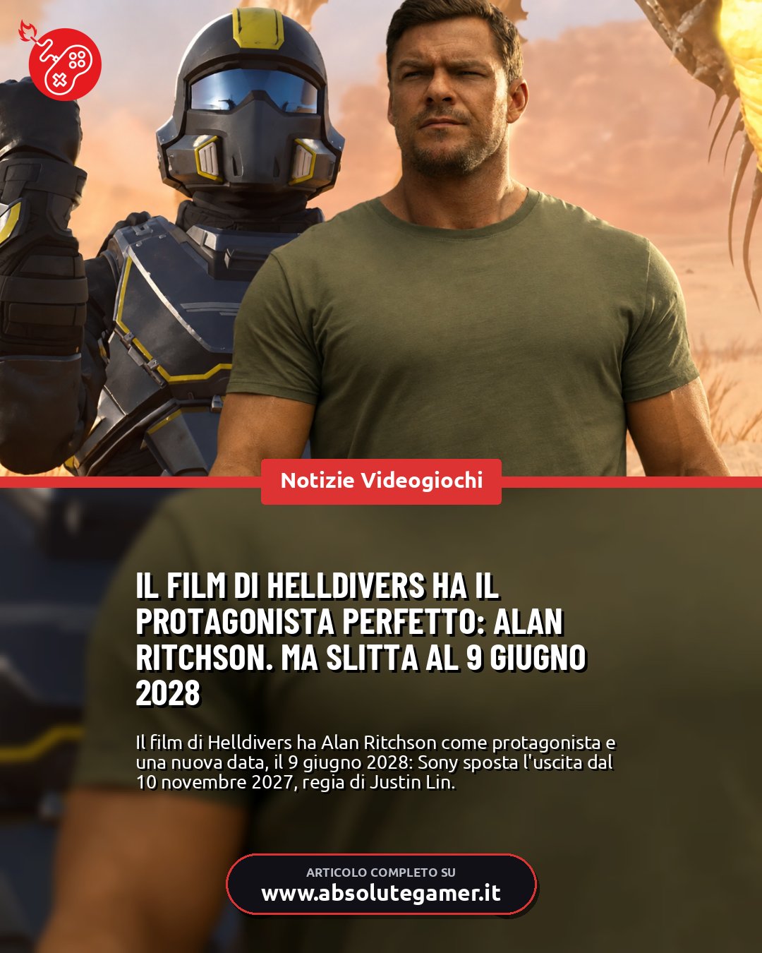 Al Ritchson Film di Helldivers: Alan Ritchson, uscita al 9 giugno 2028